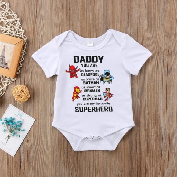 Other - Superhero baby boy outfit onesie Batman Ironman